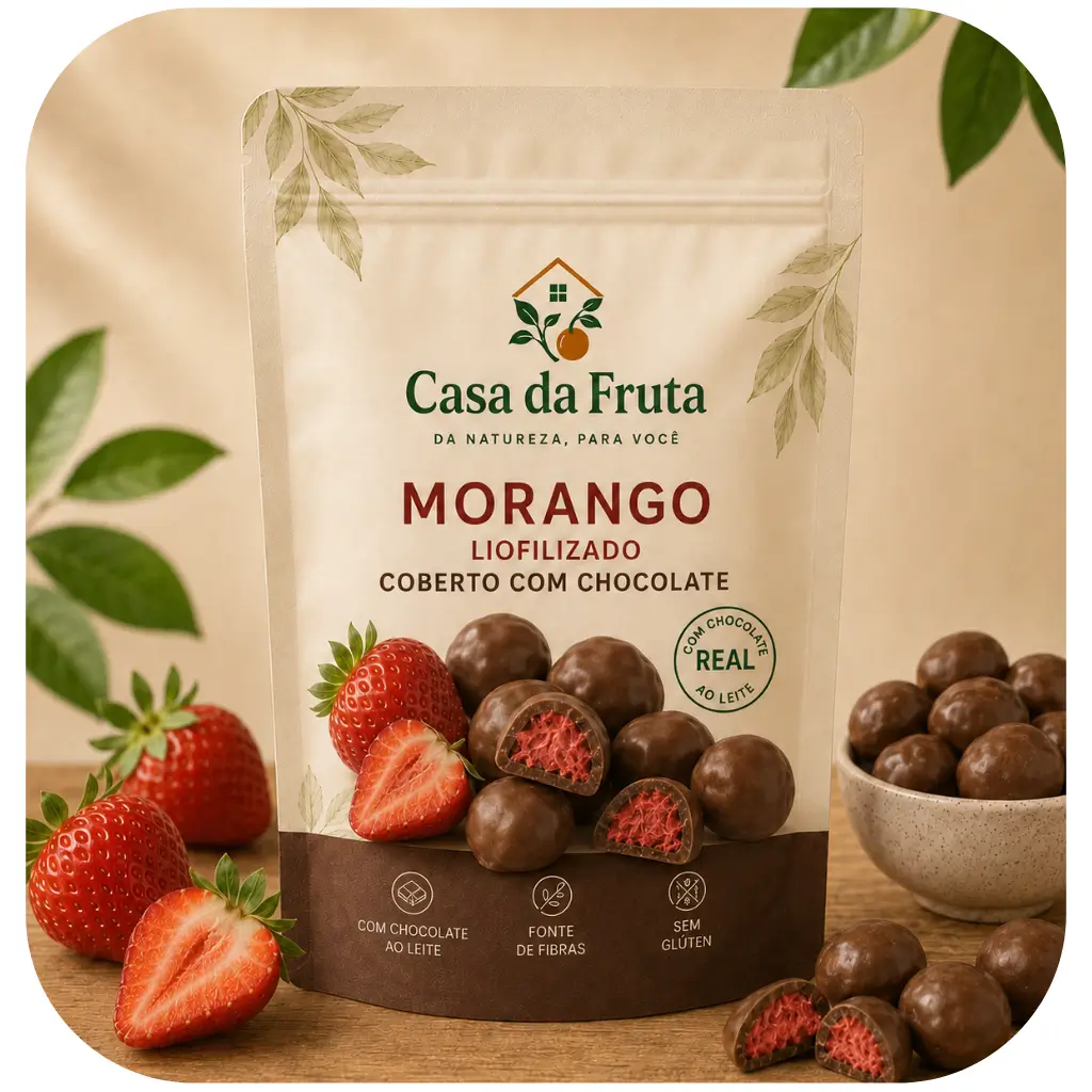 Morango Liofilizado Coberto com Chocolate