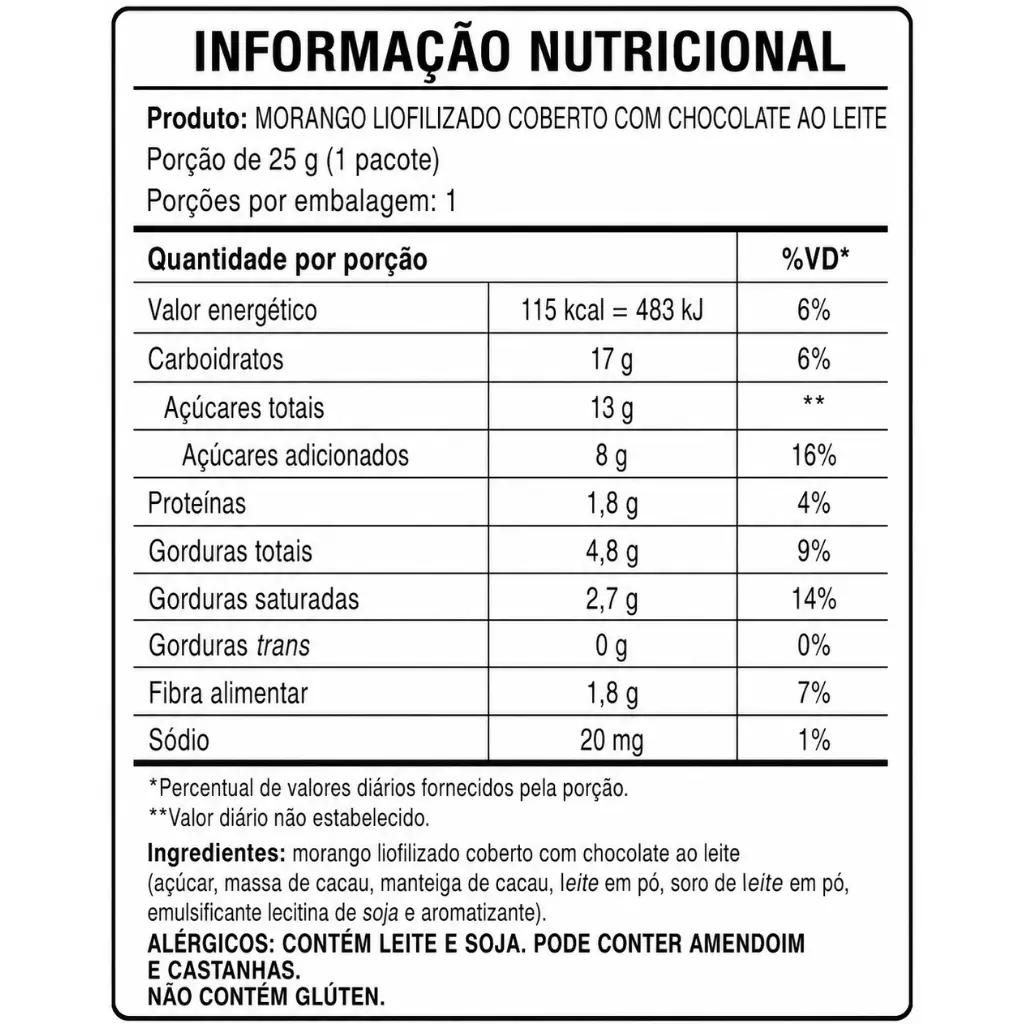 Morango Niofilizado Coberto com Chocolate - 100g - Imagem 2